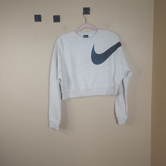 Nike Swoosh Heather Beige Versa Crop Training Sweatshirt Size S - Picture 1 of 10